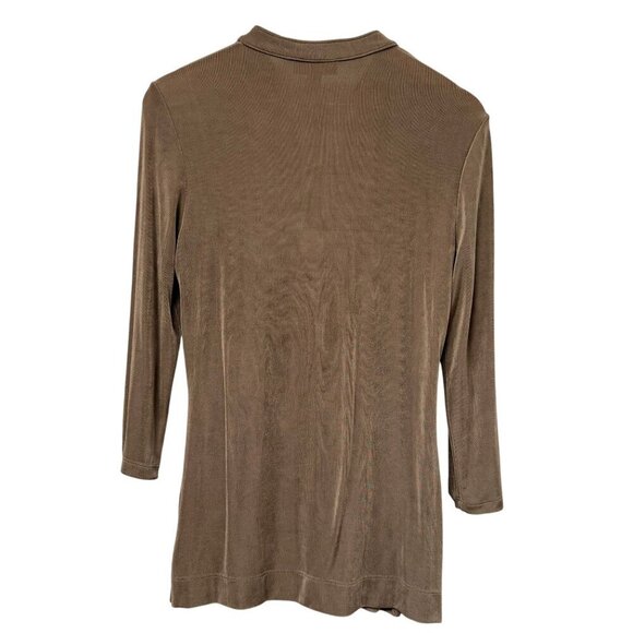 COLDWATER CREEK Women's Top Small Stretch Slinky Knit Long Sleeve Tan Tunic NWT - Picture 6 of 12